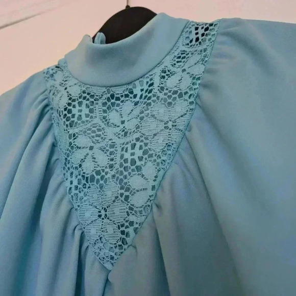 Stunning vintage blue 1970s evening  cape dress size medium - Picture 5 of 10